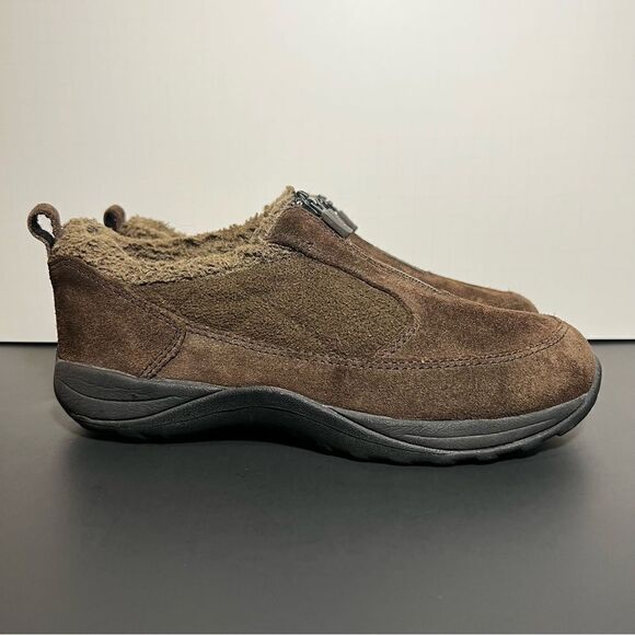 Womens L.L. BEAN Suede Zip Up Fur Trim Shoes / Size 7 Medium - Picture 2 of 9